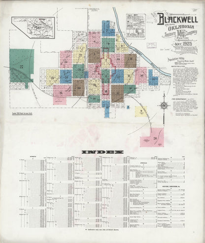 Sanborn Fire Insurance Map from Blackwell, Kay County, Oklahoma (1925), Sheet #0001 - Complete Map Set gallery image, historic Sanborn map, vintage wall art, Oklahoma Oklahoma
