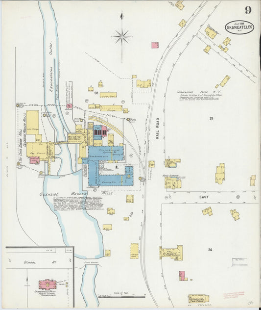 Sanborn Fire Insurance Map from Skaneateles, Onondaga County, New York (1898), Sheet #0009 - Historic Sanborn Fire Insurance Map Print, vintage old map wall art, antique decor, genealogy gift, New York New York map