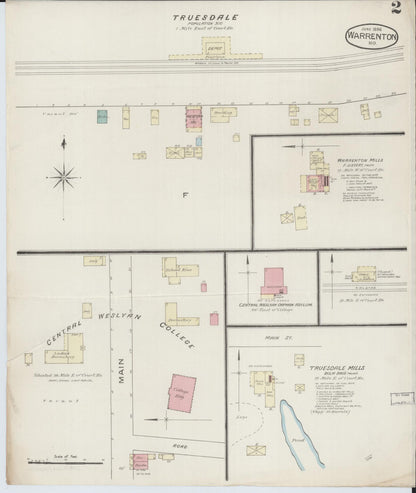 Sanborn Fire Insurance Map from Warrenton, Warren County, Missouri (1886), Sheet #0002 - Historic Sanborn Fire Insurance Map Print, vintage old map wall art, antique decor, genealogy gift, Missouri Missouri map