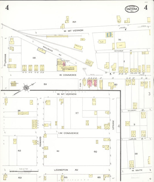 Sanborn Fire Insurance Map from Smyrna, Kent County, Delaware (1923), Sheet #0004 - Historic Sanborn Fire Insurance Map Print, vintage old map wall art, antique decor, genealogy gift, Delaware Delaware map