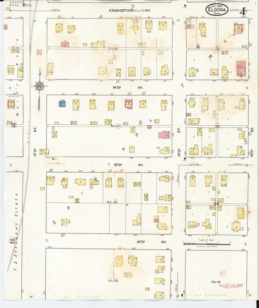 Sanborn Fire Insurance Map from Eldora, Hardin County, Iowa (1940), Sheet #0004 - Historic Sanborn Fire Insurance Map Print, vintage old map wall art