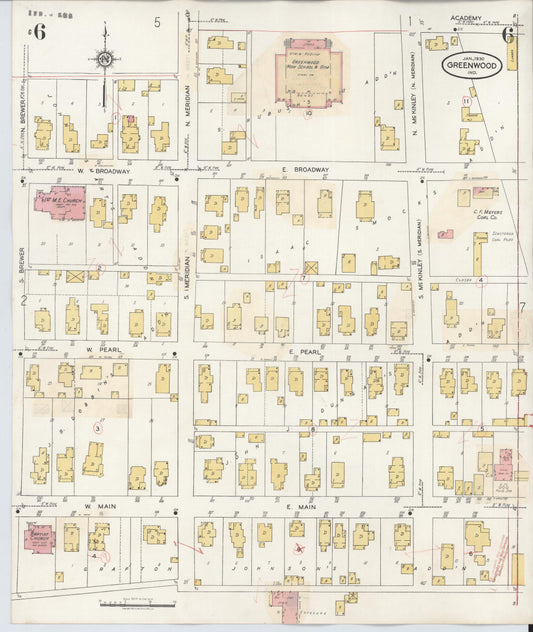 Sanborn Fire Insurance Map from Greenwood, Johnson County, Indiana (1940), Sheet #0006 - Historic Sanborn Fire Insurance Map Print, vintage old map wall art, antique decor, genealogy gift, Indiana Indiana map