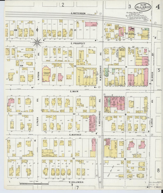 Sanborn Fire Insurance Map from Alliance, Stark County, Ohio (1898), Sheet #0004 - Historic Sanborn Fire Insurance Map Print, vintage old map wall art, antique decor, genealogy gift, Ohio Ohio map
