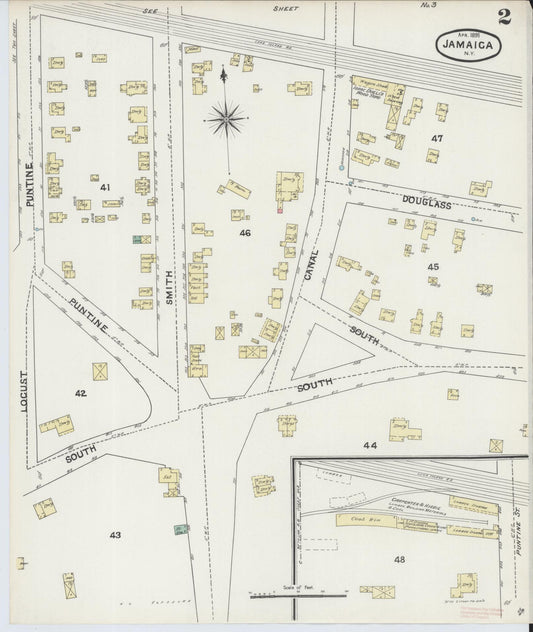 Sanborn Fire Insurance Map from Jamaica, Queens County, New York (1891), Sheet #0002 - Complete Map Set gallery image, historic Sanborn map, vintage wall art, New York New York