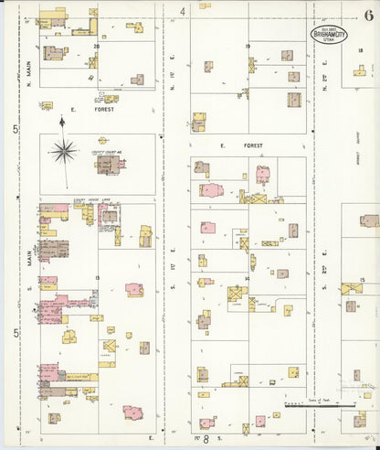 Sanborn Fire Insurance Map from Brigham City, Box Elder County, Utah (1907), Sheet #0006 - Complete Map Set gallery image, historic Sanborn map, vintage wall art, Utah Utah