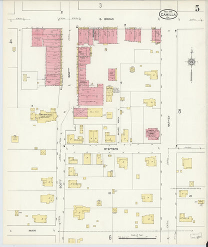 Sanborn Fire Insurance Map from Camilla, Mitchell County, Georgia (1913), Sheet #0005 - Complete Map Set gallery image, historic Sanborn map, vintage wall art, Georgia Georgia