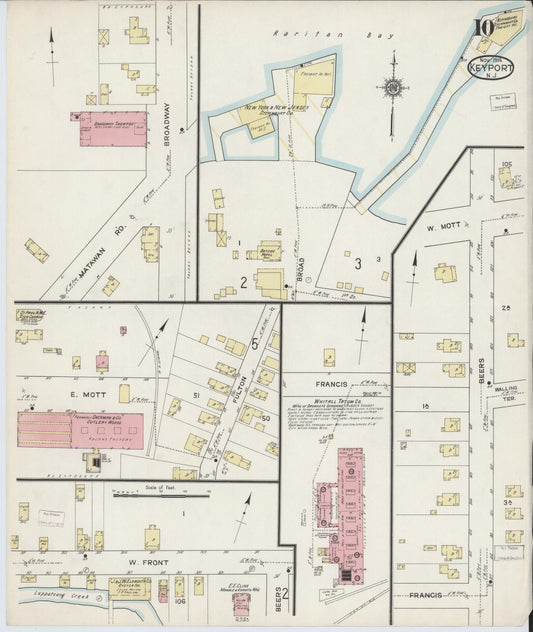 Sanborn Fire Insurance Map from Keyport, Monmouth County, New Jersey (1914), Sheet #0010 - Historic Sanborn Fire Insurance Map Print, vintage old map wall art, antique decor, genealogy gift, New Jersey New Jersey map