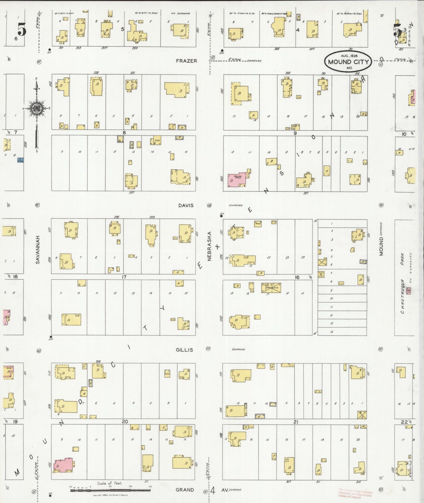 Sanborn Fire Insurance Map from Mound City, Holt County, Missouri (1928), Sheet #0005 - Complete Map Set gallery image, historic Sanborn map, vintage wall art, Missouri Missouri
