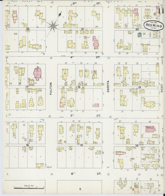 Sanborn Fire Insurance Map from Red Wing, Goodhue County, Minnesota (1891), Sheet #0011 - Historic Sanborn Fire Insurance Map Print, vintage old map wall art, antique decor, genealogy gift, Minnesota Minnesota map