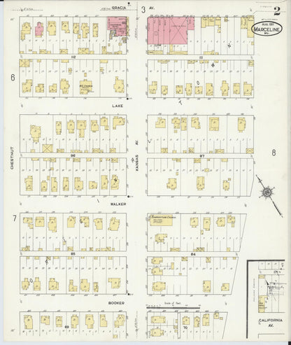 Sanborn Fire Insurance Map from Marceline, Linn County, Missouri (1911), Sheet #0002 - Historic Sanborn Fire Insurance Map Print, vintage old map wall art, antique decor, genealogy gift, Missouri Missouri map