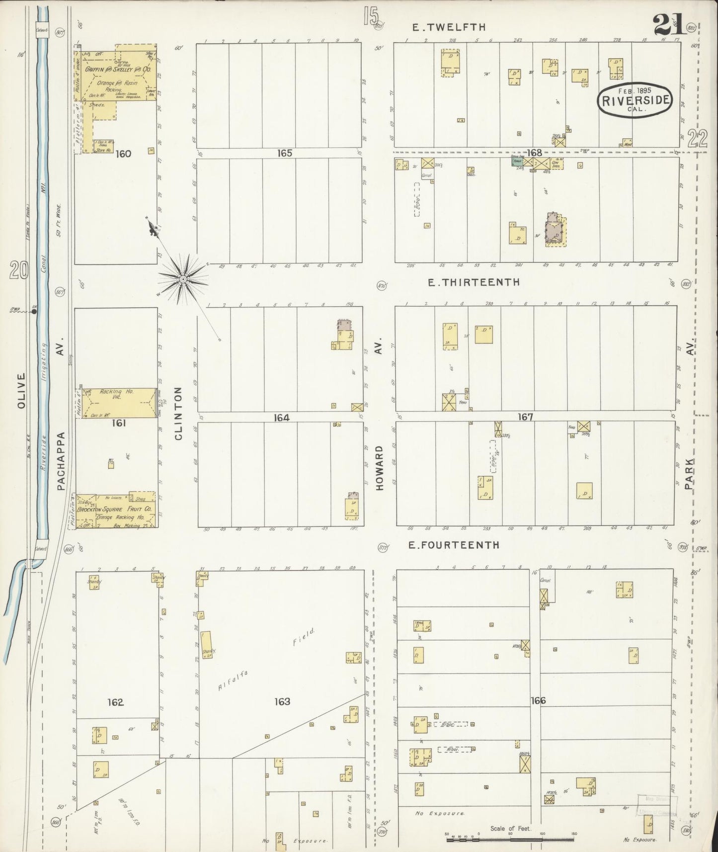 Sanborn Fire Insurance Map from Riverside, Riverside County, California (1895), Sheet #0021 - Complete Map Set gallery image, historic Sanborn map, vintage wall art, California California
