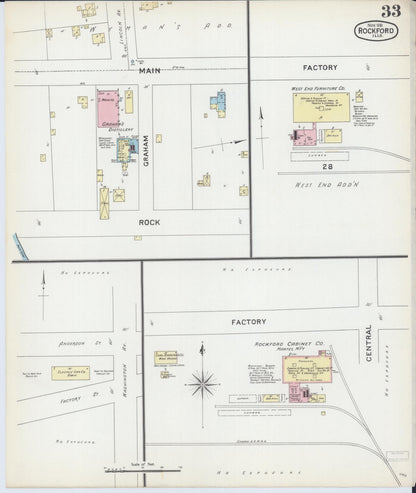 Sanborn Fire Insurance Map from Rockford, Winnebago County, Illinois (1891), Sheet #0033 - Complete Map Set gallery image, historic Sanborn map, vintage wall art, Illinois Illinois