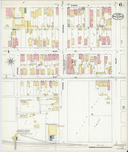 Sanborn Fire Insurance Map from Madison, Jefferson County, Indiana (1904), Sheet #0006 - Historic Sanborn Fire Insurance Map Print, vintage old map wall art, antique decor, genealogy gift, Indiana Indiana map