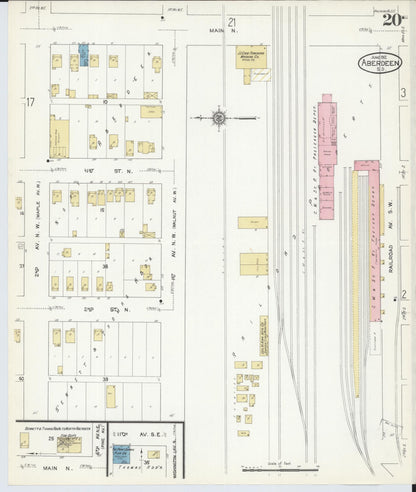 Sanborn Fire Insurance Map from Aberdeen, Brown County, South Dakota (1912), Sheet #0020 - Complete Map Set gallery image, historic Sanborn map, vintage wall art, South Dakota South Dakota