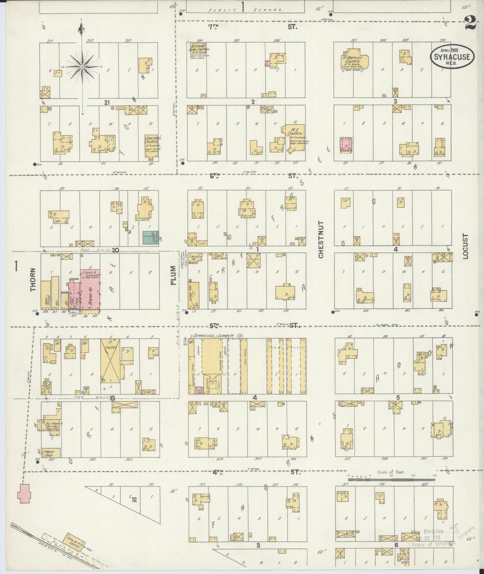 Sanborn Fire Insurance Map from Syracuse, Otoe County, Nebraska (1900), Sheet #0002 - Complete Map Set gallery image, historic Sanborn map, vintage wall art, Nebraska Nebraska