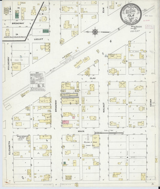 Sanborn Fire Insurance Map from Iola, Clay County, Illinois (1910), Sheet #0001 - Historic Sanborn Fire Insurance Map Print, vintage old map wall art, antique decor, genealogy gift, Illinois Illinois map