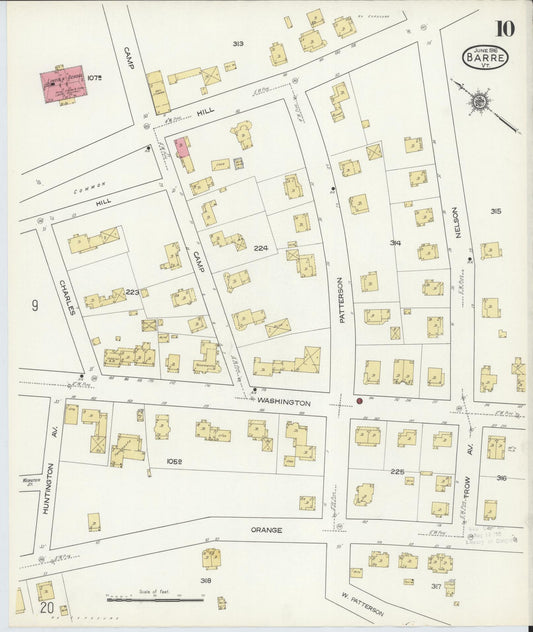 Sanborn Fire Insurance Map from Barre, Washington County, Vermont (1916), Sheet #0010 - Historic Sanborn Fire Insurance Map Print, vintage old map wall art, antique decor, genealogy gift, Vermont Vermont map