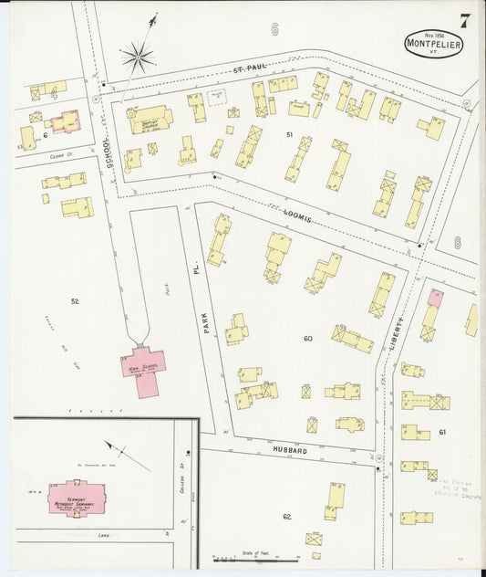 Sanborn Fire Insurance Map from Montpelier, Washington County, Vermont (1894), Sheet #0007 - Historic Sanborn Fire Insurance Map Print, vintage old map wall art, antique decor, genealogy gift, Vermont Vermont map