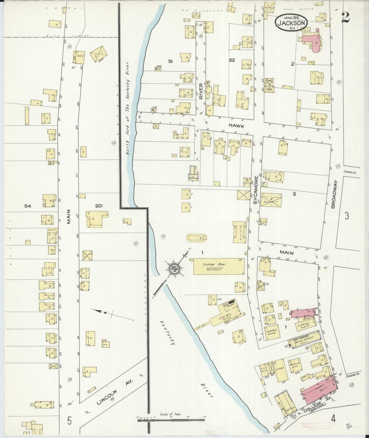 Sanborn Fire Insurance Map from Jackson, Breathitt County, Kentucky (1914), Sheet #0002 - Complete Map Set gallery image, historic Sanborn map, vintage wall art, Kentucky Kentucky