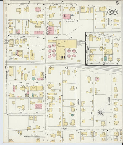 Sanborn Fire Insurance Map from Toronto, Jefferson County, Ohio (1897), Sheet #0003 - Complete Map Set gallery image, historic Sanborn map, vintage wall art, Ohio Ohio