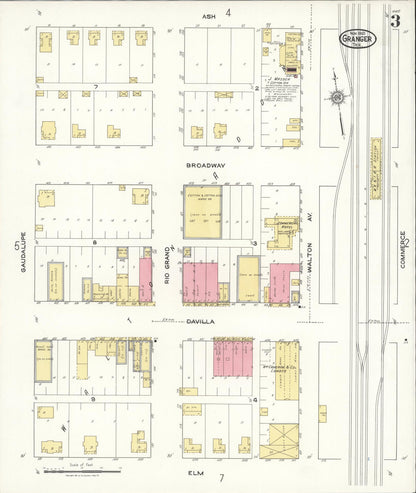 Sanborn Fire Insurance Map from Granger, Williamson County, Texas (1921), Sheet #0003 - Historic Sanborn Fire Insurance Map Print, vintage old map wall art, antique decor, genealogy gift, Texas Texas map
