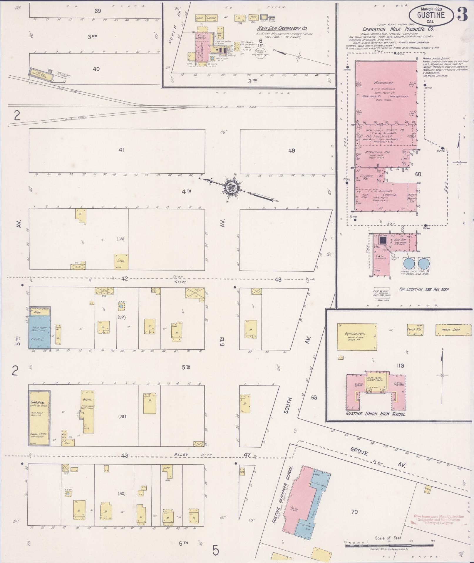 Sanborn Fire Insurance Map from Gustine, Merced County, California (1920), Sheet #0003 - Historic Sanborn Fire Insurance Map Print, vintage old map wall art, antique decor, genealogy gift, California California map