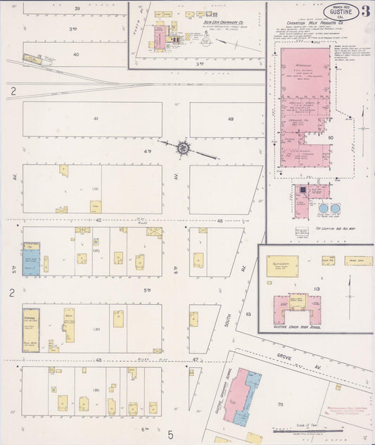 Sanborn Fire Insurance Map from Gustine, Merced County, California (1920), Sheet #0003 - Historic Sanborn Fire Insurance Map Print, vintage old map wall art, antique decor, genealogy gift, California California map
