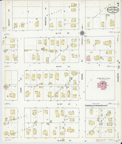 Sanborn Fire Insurance Map from Hastings, Adams County, Nebraska (1910), Sheet #0007 - Complete Map Set gallery image, historic Sanborn map, vintage wall art, Nebraska Nebraska