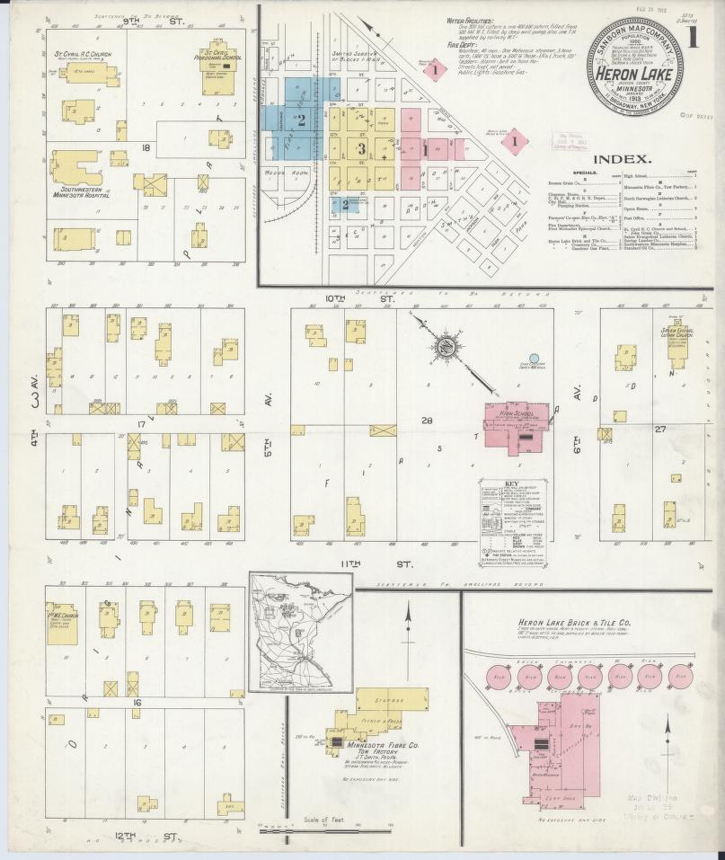 Sanborn Fire Insurance Map from Heron Lake, Jackson County, Minnesota. (1913) – Map View