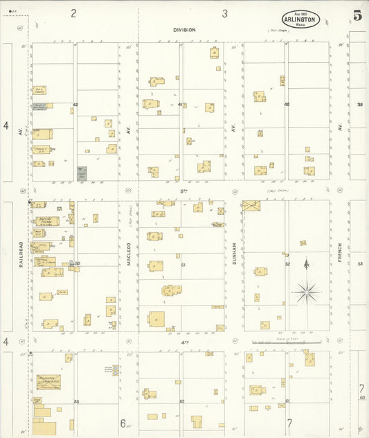 Sanborn Fire Insurance Map from Arlington, Snohomish County, Washington (1905), Sheet #0005 - Historic Sanborn Fire Insurance Map Print, vintage old map wall art, antique decor, genealogy gift, Washington Washington map