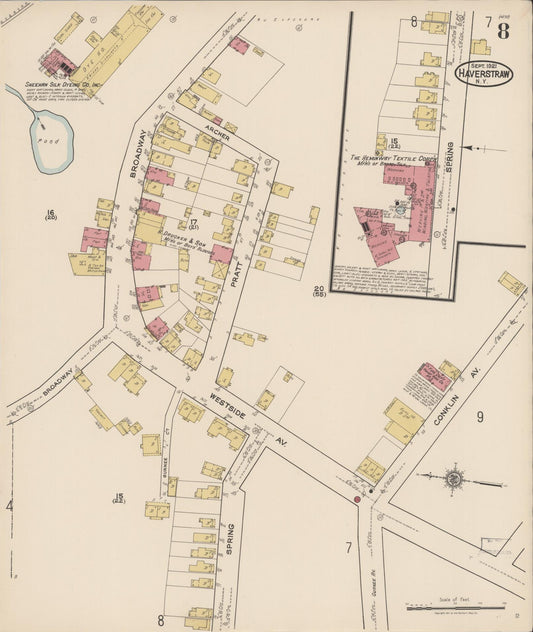 Sanborn Fire Insurance Map from Haverstraw, Rockland County, New York (1921), Sheet #0008 - Historic Sanborn Fire Insurance Map Print, vintage old map wall art, antique decor, genealogy gift, New York New York map