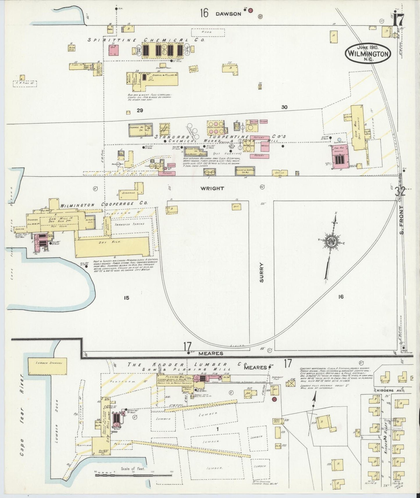 Sanborn Fire Insurance Map from Wilmington, New Hanover County, North Carolina (1910), Sheet #0017 - Complete Map Set gallery image, historic Sanborn map, vintage wall art, North Carolina North Carolina