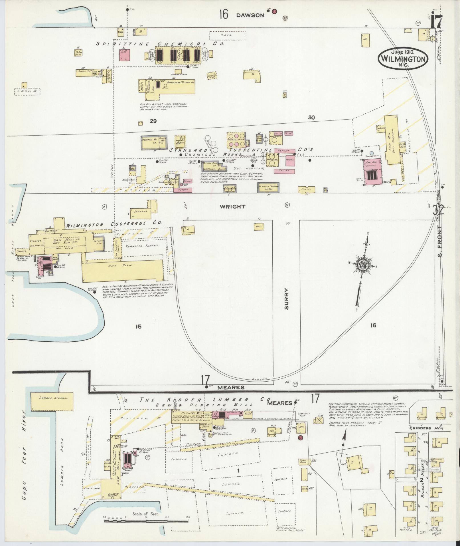Sanborn Fire Insurance Map from Wilmington, New Hanover County, North Carolina (1910), Sheet #0017 - Complete Map Set gallery image, historic Sanborn map, vintage wall art, North Carolina North Carolina