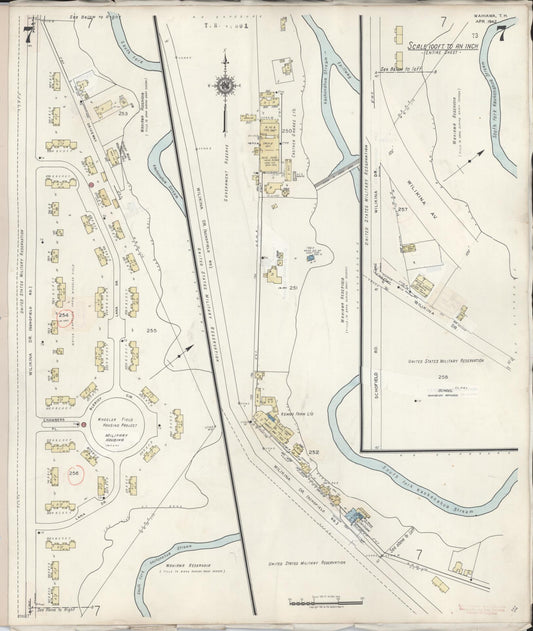 Sanborn Fire Insurance Map from Wahiawa, Honolulu County, Hawaii (1957), Sheet #0007 - Historic Sanborn Fire Insurance Map Print, vintage old map wall art, antique decor, genealogy gift, Hawaii Hawaii map