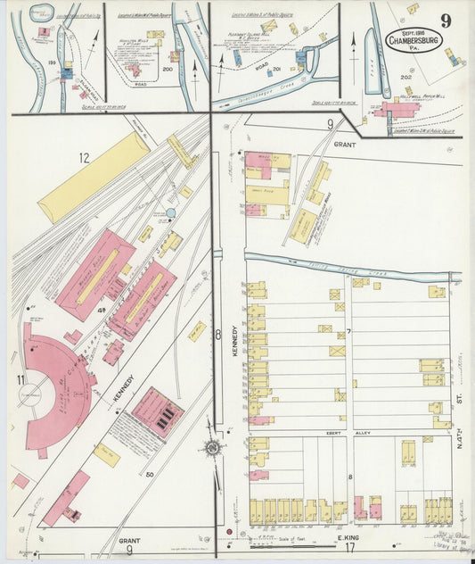 Sanborn Fire Insurance Map from Chambersburg, Franklin County, Pennsylvania (1916), Sheet #0009 - Historic Sanborn Fire Insurance Map Print, vintage old map wall art, antique decor, genealogy gift, Pennsylvania Pennsylvania map