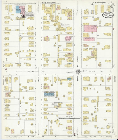 Sanborn Fire Insurance Map from Vineland, Cumberland County, New Jersey (1912), Sheet #0004 - Complete Map Set gallery image, historic Sanborn map, vintage wall art, New Jersey New Jersey