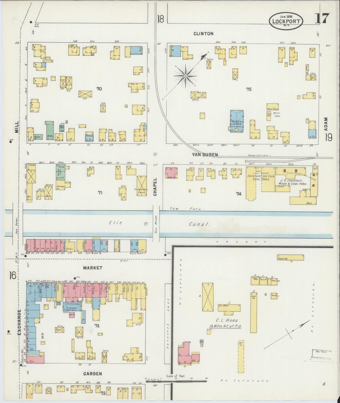 Sanborn Fire Insurance Map from Lockport, Niagara County, New York (1898), Sheet #0017 - Complete Map Set gallery image, historic Sanborn map, vintage wall art, New York New York