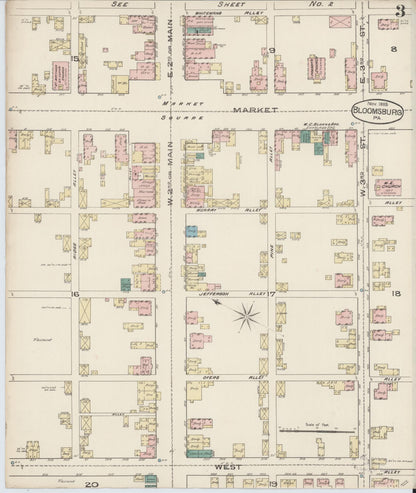 Sanborn Fire Insurance Map from Bloomsburg, Columbia County, Pennsylvania (1885), Sheet #0003 - Complete Map Set gallery image, historic Sanborn map, vintage wall art, Pennsylvania Pennsylvania