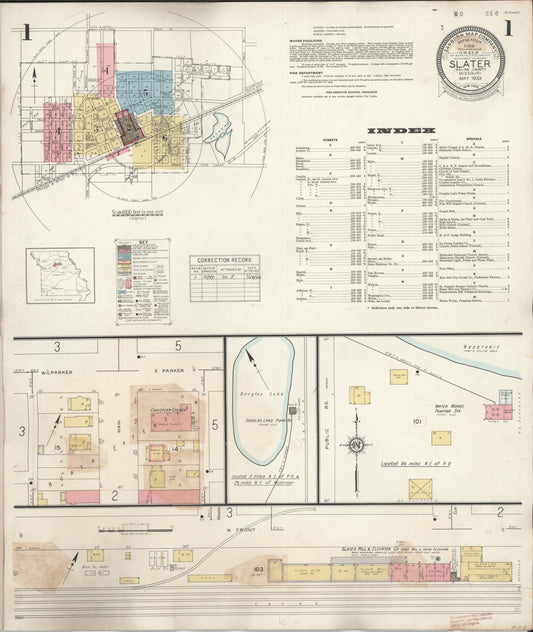 Sanborn Fire Insurance Map from Slater, Saline County, Missouri (1944), Sheet #0001 - Historic Sanborn Fire Insurance Map Print, vintage old map wall art, antique decor, genealogy gift, Missouri Missouri map