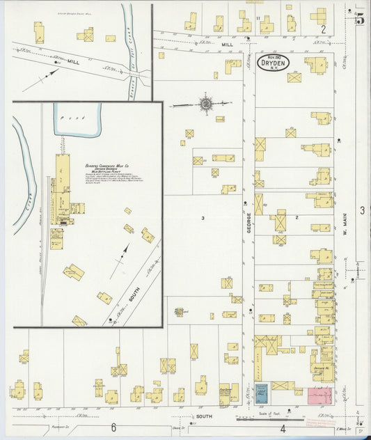 Sanborn Fire Insurance Map from Dryden, Tompkins County, New York (1910), Sheet #0005 - Historic Sanborn Fire Insurance Map Print, vintage old map wall art, antique decor, genealogy gift, New York New York map