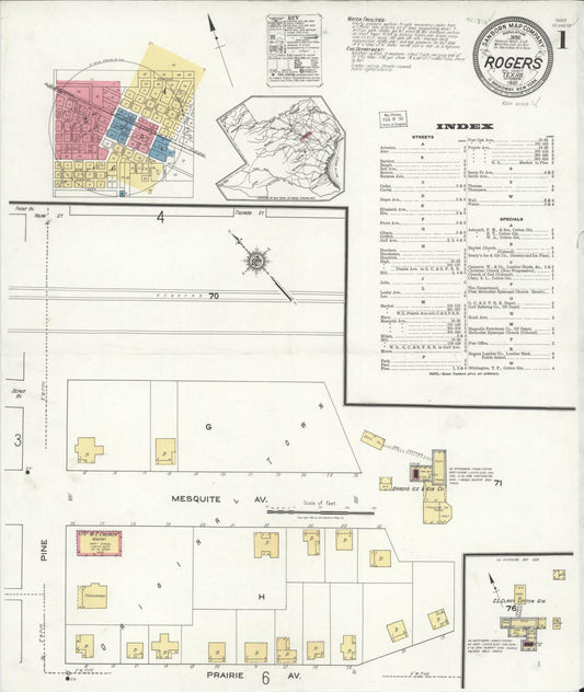 Sanborn Fire Insurance Map from Rogers, Bell County, Texas (1921), Sheet #0001 - Complete Map Set gallery image, historic Sanborn map, vintage wall art, Texas Texas