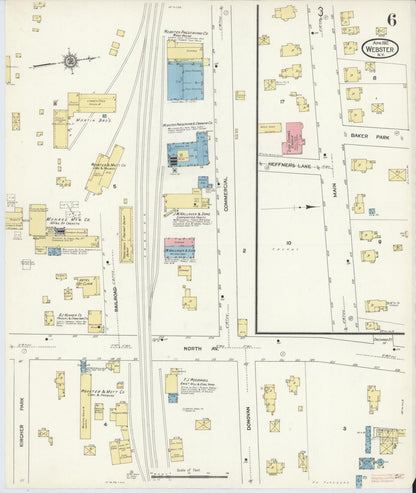 Sanborn Fire Insurance Map from Webster, Monroe County, New York (1912), Sheet #0006 - Complete Map Set gallery image, historic Sanborn map, vintage wall art, New York New York