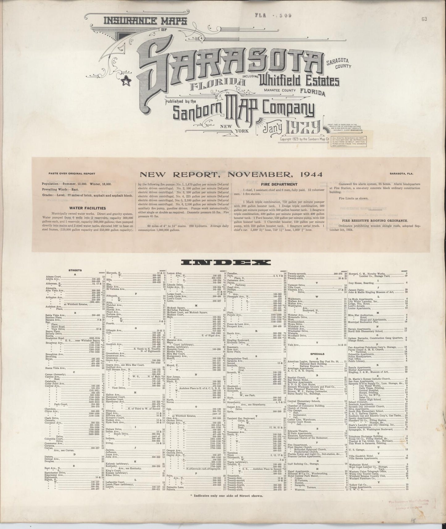 Sanborn Fire Insurance Map from Sarasota, Sarasota County, Florida. (1948) – Historic Sanborn Fire Insurance Map Print