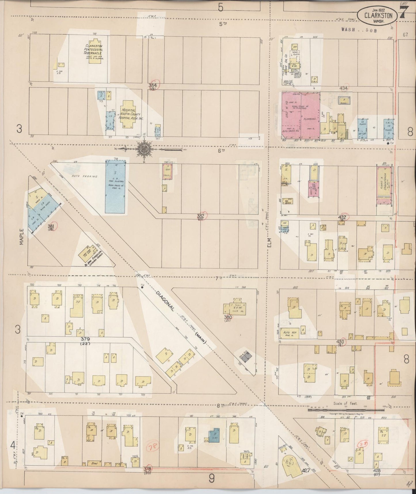 Sanborn Fire Insurance Map from Clarkston, Asotin County, Washington (1949), Sheet #0007 - Complete Map Set gallery image, historic Sanborn map, vintage wall art, Washington Washington