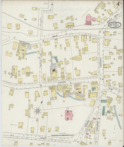 Sanborn Fire Insurance Map from Bethel, Fairfield County, Connecticut (1895), Sheet #0004 - Complete Map Set gallery image, historic Sanborn map, vintage wall art, Connecticut Connecticut