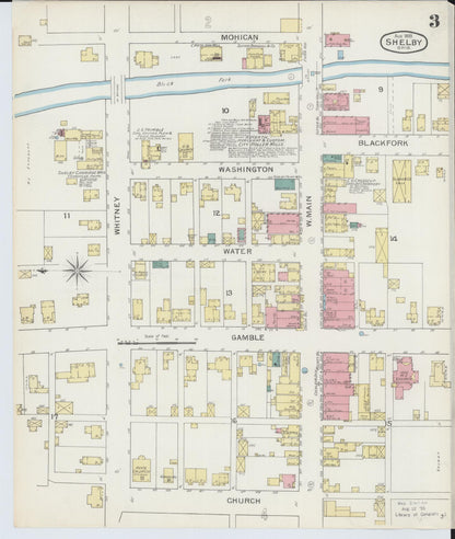 Sanborn Fire Insurance Map from Shelby, Richland County, Ohio (1893), Sheet #0003 - Complete Map Set gallery image, historic Sanborn map, vintage wall art, Ohio Ohio