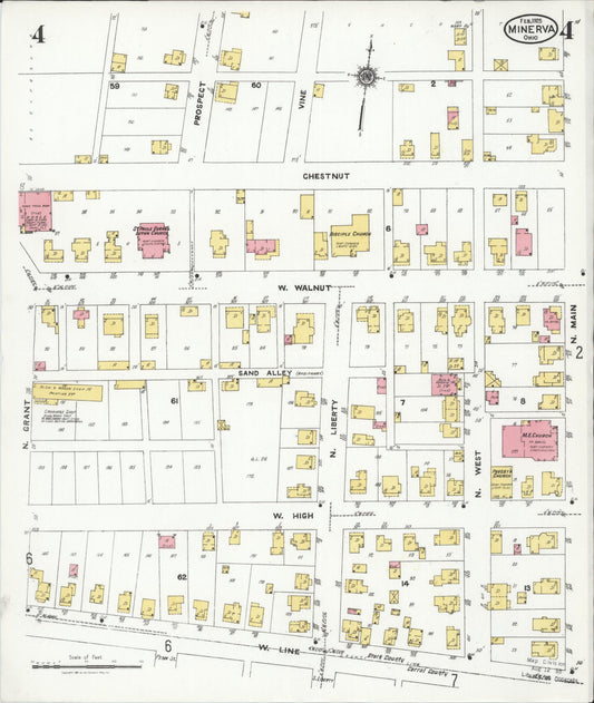 Sanborn Fire Insurance Map from Minerva, Stark And Carroll Counties, Ohio (1925), Sheet #0004 - Historic Sanborn Fire Insurance Map Print, vintage old map wall art, antique decor, genealogy gift, Ohio Ohio map