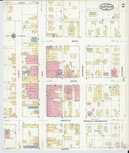 Sanborn Fire Insurance Map from Montpelier, Williams County, Ohio (1910), Sheet #0002 - Historic Sanborn Fire Insurance Map Print, vintage old map wall art, antique decor, genealogy gift, Ohio Ohio map