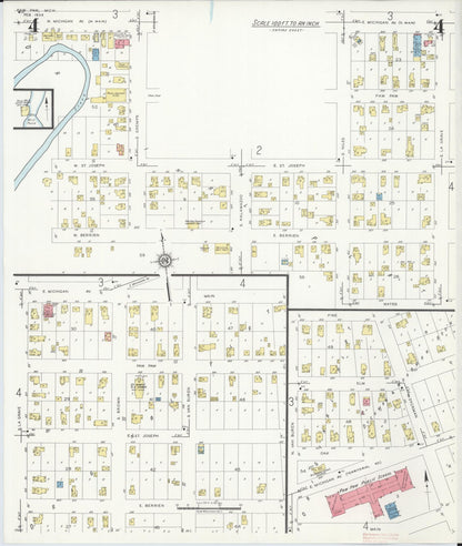 Sanborn Fire Insurance Map from Paw Paw, Van Buren County, Michigan (1934), Sheet #0004 - Complete Map Set gallery image, historic Sanborn map, vintage wall art, Michigan Michigan