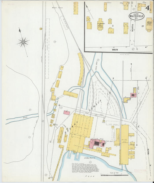 Sanborn Fire Insurance Map from Whitefield, Coos County, New Hampshire (1901), Sheet #0004 - Historic Sanborn Fire Insurance Map Print, vintage old map wall art, antique decor, genealogy gift, New Hampshire New Hampshire map